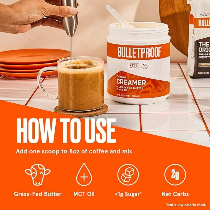 Bulletproof Original Creamer, 14.8 Ounces, Keto Coffee Creamer with MCT Oil and Grass-Fed Butter, Supports Brain Function ...