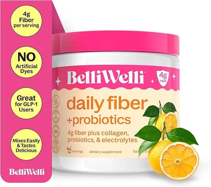 Daily Fiber Supplement Powder with Collagen, Probiotics & Electrolytes | Supports Digestive Health, Gut Balance & Debloati...
