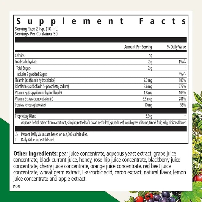 Floradix by Salus Iron & Herbs - Liquid Herbal Supplement for Energy Support - Iron Supplement with Vitamin C & B Complex ...