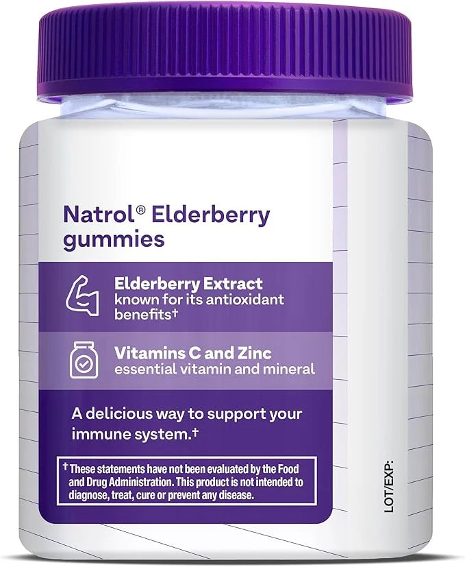 Natrol Elderberry 100mg Gummies for Immune 60 Berry-Flavored 30 Day