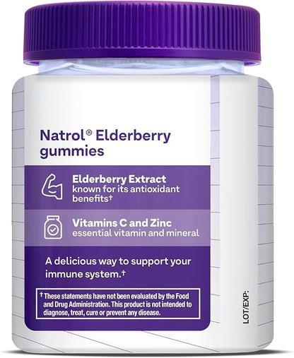 Natrol Elderberry 100mg Gummies for Immune 60 Berry-Flavored 30 Day