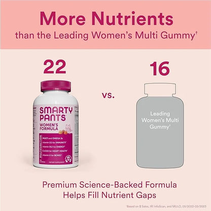 SmartyPants Women's Multivitamin Gummies: Omega 3 CoQ10, Vitamin D3, C, B12, B6, B6, Vitamin 180 Count (30 Day