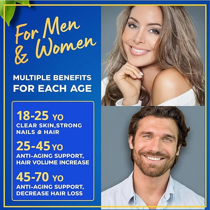 Concentrated Liquid Collagen Peptides Supplement 10,000mcg Collagen, 5,000mcg Biotin 2-Month - 2 oz