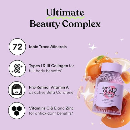Lemme Glow Collagen Hair Gummies 60 ct.