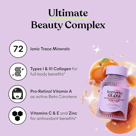 Lemme Glow Collagen Hair Gummies 60 ct.