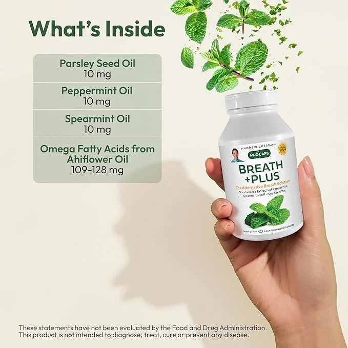 ANDREW LESSMAN Breath Plus 720 Softgels - Natural Breath Freshener, Helps Eliminate Odors from Food, Smoking, Morning Brea...