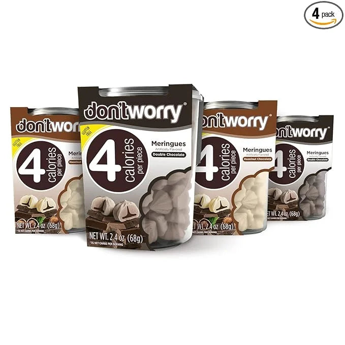 Don't Worry Keto Friendly Meringue Cookies - Chocolate & Hazelnut Cookies, Only 4 Calories per Piece!, Gluten Free Cookies...