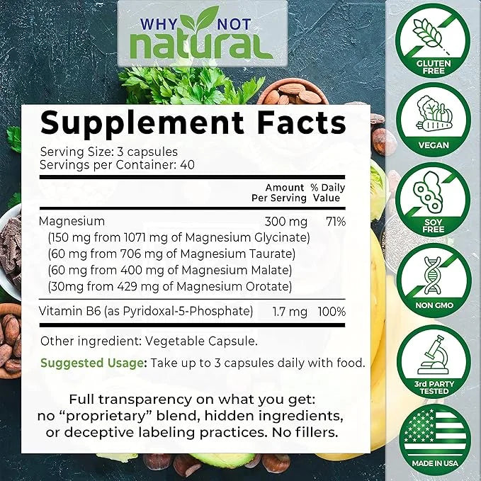 4-in-1 Magnesium Complex Supplement 300 mg 120 Capsules