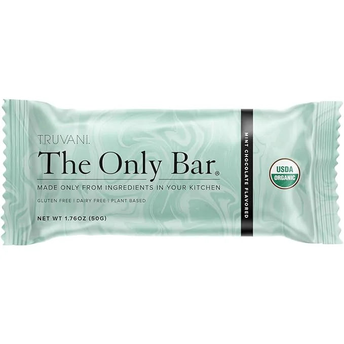 Truvani Plant Based Snack Bars | Chocolate Mint 1 Pack | 7g Protein | USDA Organic and Vegan | The Only Bar | Dairy, Soy, ...