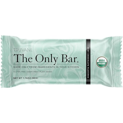 Truvani Plant Based Snack Bars | Chocolate Mint 1 Pack | 7g Protein | USDA Organic and Vegan | The Only Bar | Dairy, Soy, ...