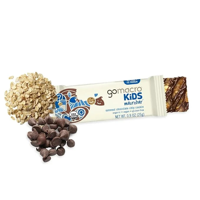 GoMacro Kids MacroBar Organic Vegan Snack Bars - Oatmeal Chocolate Chip Cookie (0.90 Ounce Bars, 7 Count) - Product Image