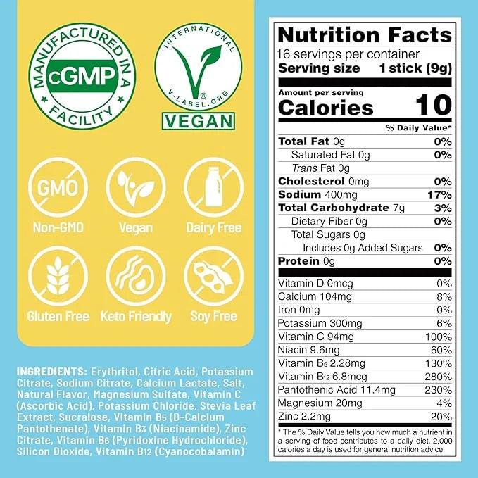 Venture Pal Sugar Free Electrolyte Powder Packets - Liquid Daily IV Drink Mix for Rapid Hydration & Party Recovery | 5 Vit...