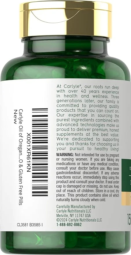 Carlyle Oregano Oil 4000mg Supplement | 150 Softgel Capsules | Contains Carvacrol | Non-GMO & Gluten Free Formula - Produc...