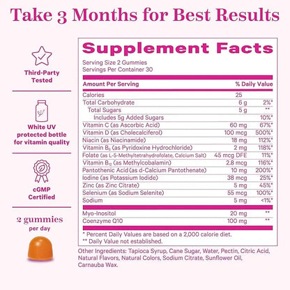 Pink Stork Premium Fertility Gummies for Women - Prenatal Conception Supplements for Her with Inositol, CoQ10, Folate and ...