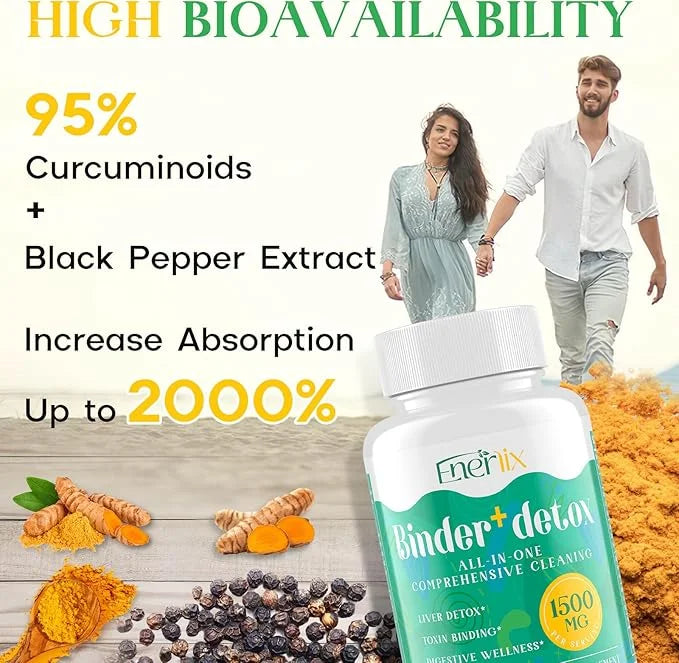 15-in-1 Detox Binder, Activated Charcoal, Zeolite & Bentonite Clay, Chlorella, 1500 MG Supplement Maximum Absorbent, Liver...
