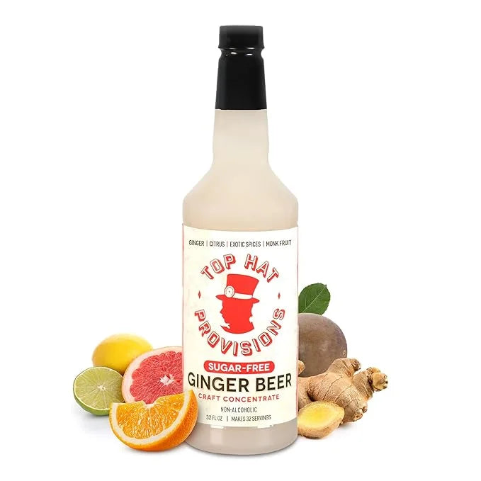 Top Hat Keto Sugar Free Diet Ginger Beer Syrup - Made with Organic Monk Fruit – Zero Sugar Ginger Syrup for Soda Makers - ...