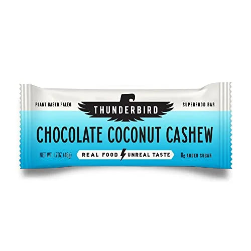 Thunderbird Bars Energy Snack, Gluten-Free Healthy Protein, Real Food, Vegan Paleo, No Added Sugar, Chocolate Coconut Cash...