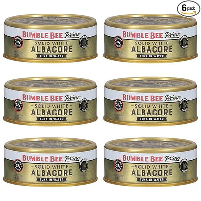 Bumble Bee Prime Solid White Albacore Tuna in Water, 5 oz Can - Premium Wild Caught Tuna - 31g Protein per Serving - Non-G...