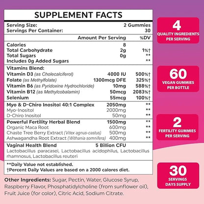 Fertility Supplements for Women, Prenatal Vitamins with Myo-Inositol & D-Chiro Inositol, Folate, Herbs, for Hormonal Balan...