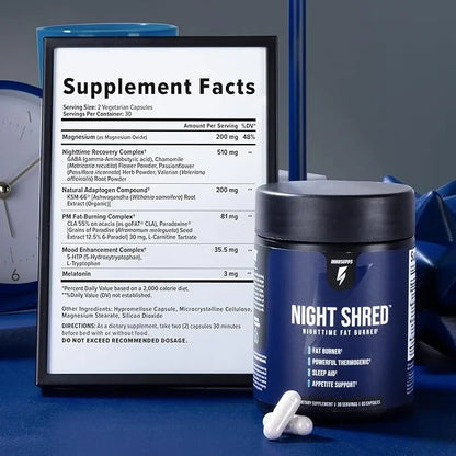 Night Shred Fat Burner and Natural 5-HTP, CLA, (60 Vegetarian
