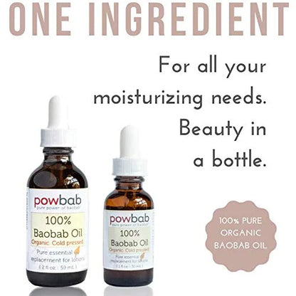 100% Baobab Oil Cold Pressed, Raw Organic Body Oil for Skin, Hair and Nail Repair. Pure Vitamin E Oil for Scars from Baoba...