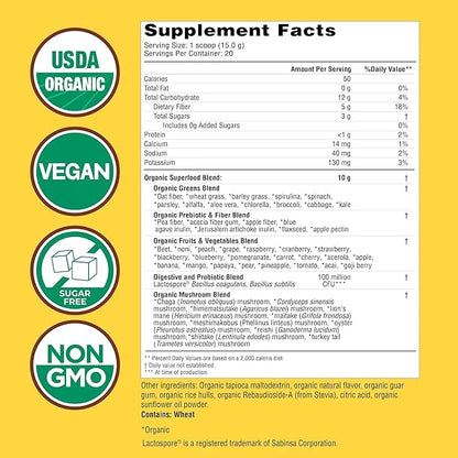 COUNTRY FARMS Organic Super Greens Apple Banana Flavor, 50 Organic Super Foods, Packed with Fiber, USDA Organic Drink Mix,...