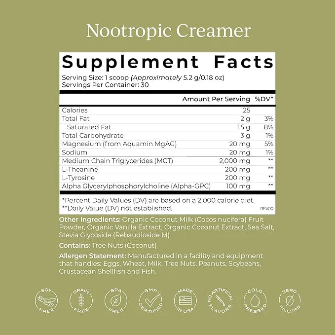 CYMBIOTIKA Nootropic Creamer with MCT Oil, L-Theanine, and Alpha GPC, Enhance Focus, Mental Clarity, and Energy, Sugar-Fre...