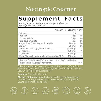 CYMBIOTIKA Nootropic Creamer with MCT Oil, L-Theanine, and Alpha GPC, Enhance Focus, Mental Clarity, and Energy, Sugar-Fre...