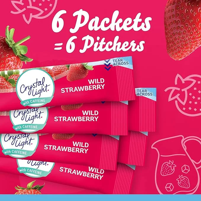 Crystal Light Sugar-Free Energy Wild Strawberry Low Calories Powdered Drink Mix 6 Count Pitcher Packets - Product Image