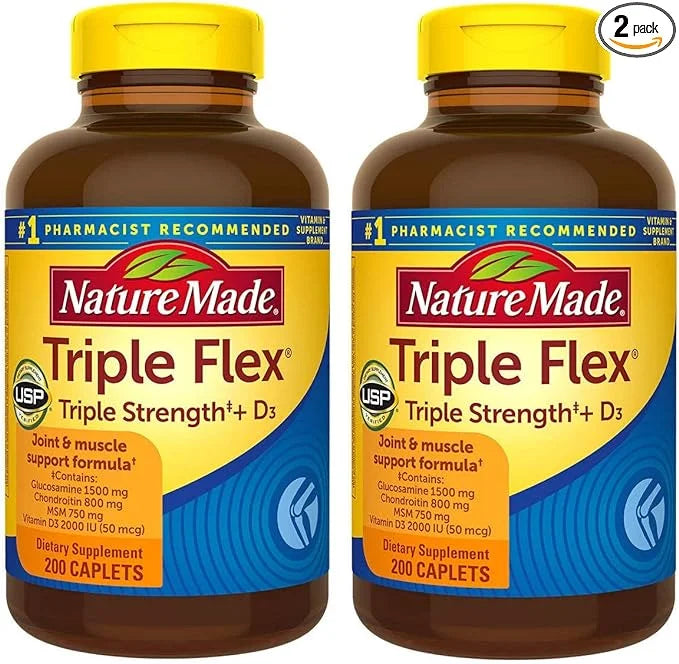 Nature Made TripleFlex, Glucosamine Chondroitin and MSM 2 Bottles, 200 Caplets 400 Caplets