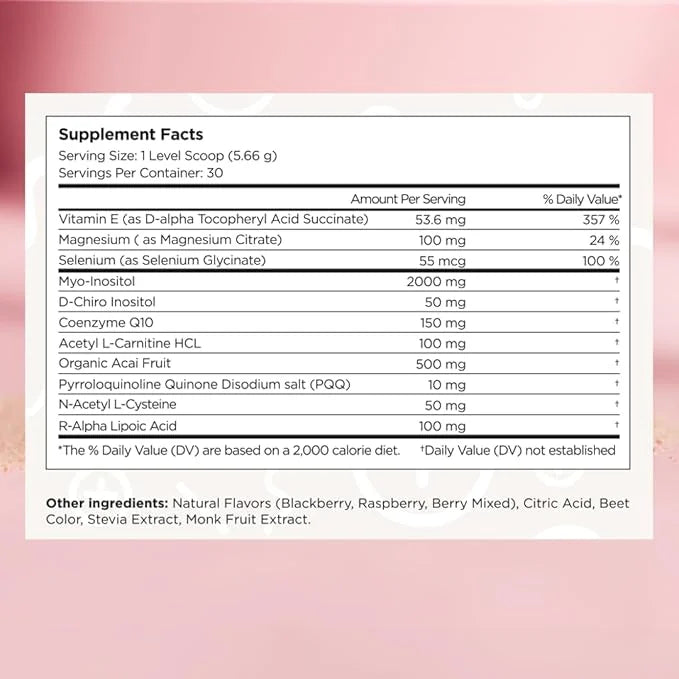 Beli Preconception Supplement for Fertility, Egg Quality, PCOS, Hormones, and Ovulation. Berry Flavored Drink Mix Powder -...