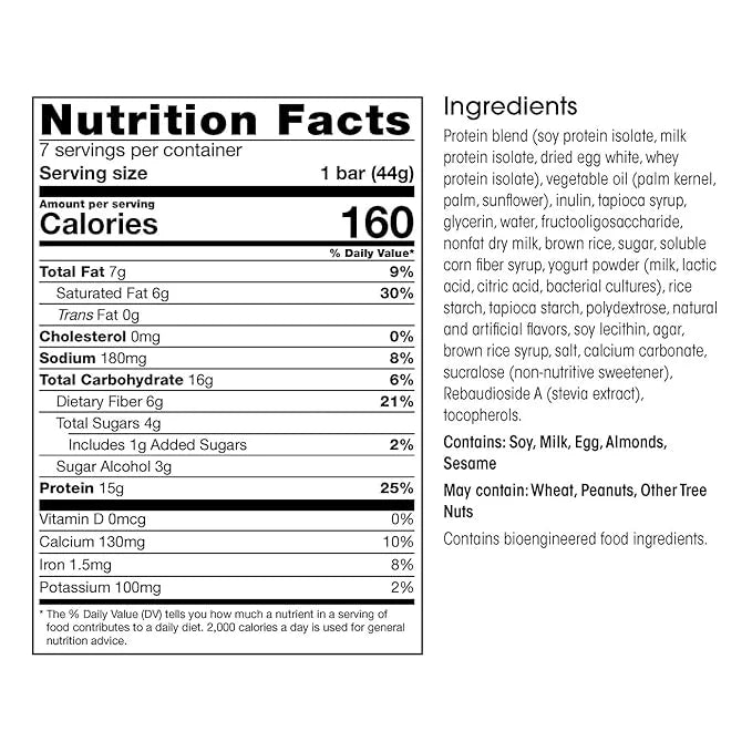 WonderSlim Protein & Fiber Bar, Fluffy Vanilla Crisp - 15g Protein, 7g Fiber, Gluten Free (7ct) - Product Image
