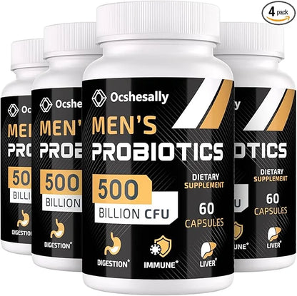 Probiotics for Men, Gut health 500 Billion 12 Strains, 240-Days Supply