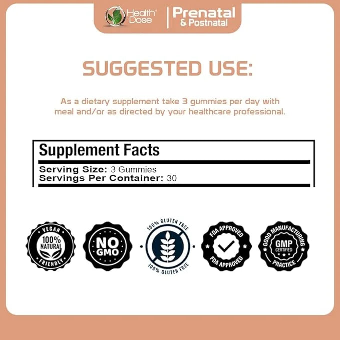 Prenatal/Postnatal Complex Supplement. Vitamin B6, B12, 90Ct