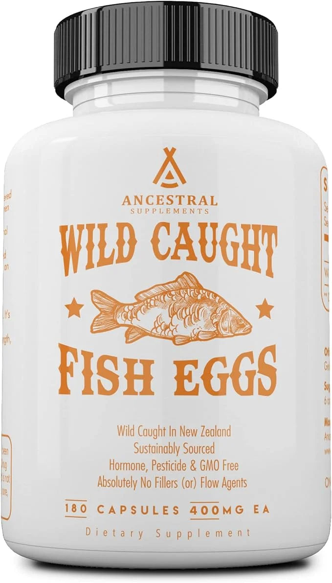 Ancestral Supplements Wild Caught Fish Eggs, 2400mg, Omega-3 Supplement Supports Brain, Heart, Fertility and Inflammatory ...
