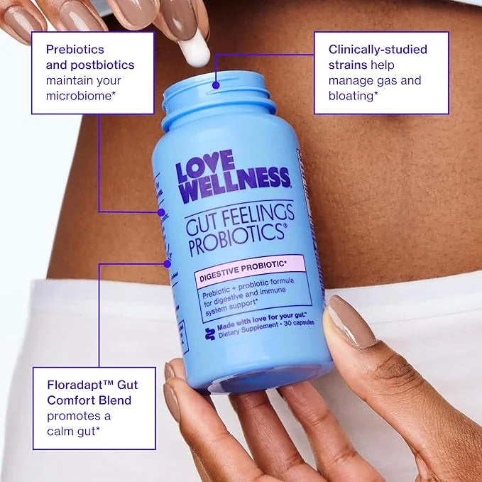 Love Wellness Gut Feelings Probiotic | Gut Health for Women, Digestion Relief & Immune Support Supplement | Womens Probiot...