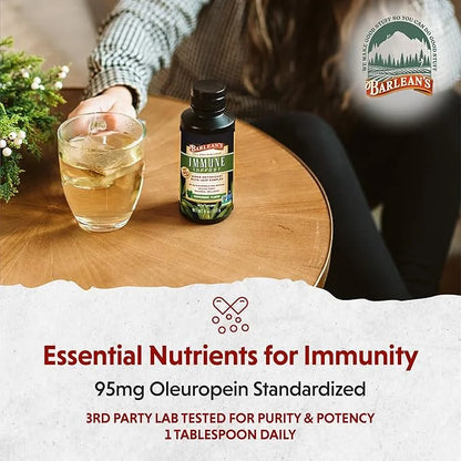 Barlean's Peppermint Olive Leaf Complex Liquid Immune Support Supplement with 95mg Oleuropein Antioxidants, 8 Ounce - Prod...