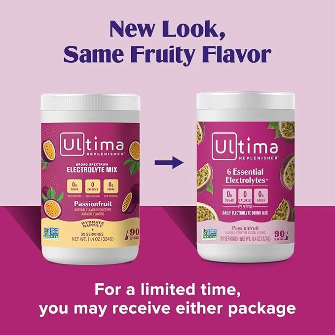 Ultima Replenisher Daily Electrolyte Powder Drink Mix – Passionfruit, 90 Servings – Hydration Powder with 6 Key Electrolyt...