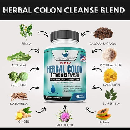 American Standard Supplements Colon Cleanse 60 Veggie 30 Servings