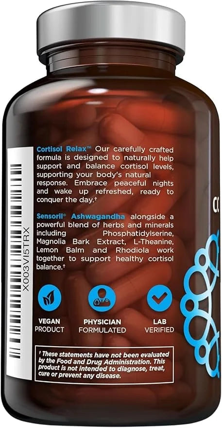 Cortisol Relax Supplement with Ashwagandha, L-Theanine 60 Vegan