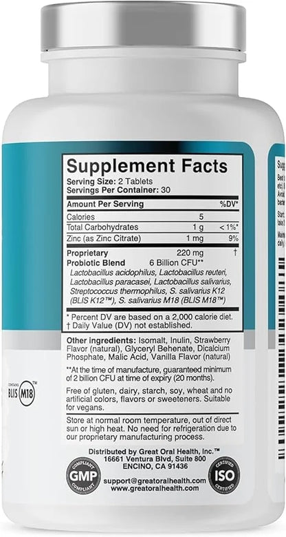Oral Probiotics for Mouth Bad Breath Treatment for Adults: Dentist Formulated Advanced Oral Probiotics for Teeth and Gums ...