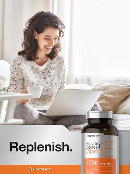 Horbäach Vitamin E Softgel Capsules 400 iu 268mg | 300 Count