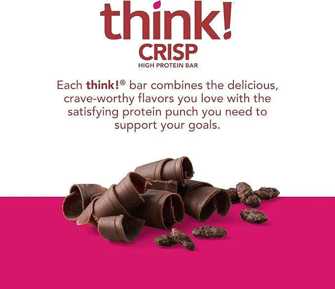 think! Protein Bars, High Protein Snacks, Gluten Free, Kosher Friendly, Chocolate Crisp, 10 Count (Packaging May Vary) - P...