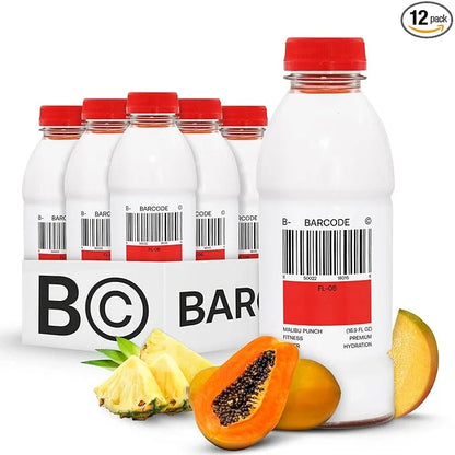 Barcode Sports Drink with Electrolytes Malibu Punch (12 Pack) - Premium Hydration, No Added Sugar - Adaptogen-Powered Plan...
