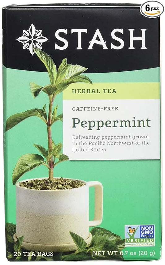 Stash Tea Peppermint Herbal Tea - Naturally Caffeine Free, Non-GMO Project Verified Premium Tea with No Artificial Ingredi...