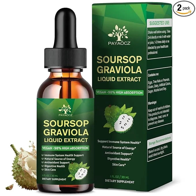 (2 Pack) 7 In 1 Organic Soursop Extract with Sea Moss, Soursop Bitters Liquid Drops Supplements for Cell Support & Regener...