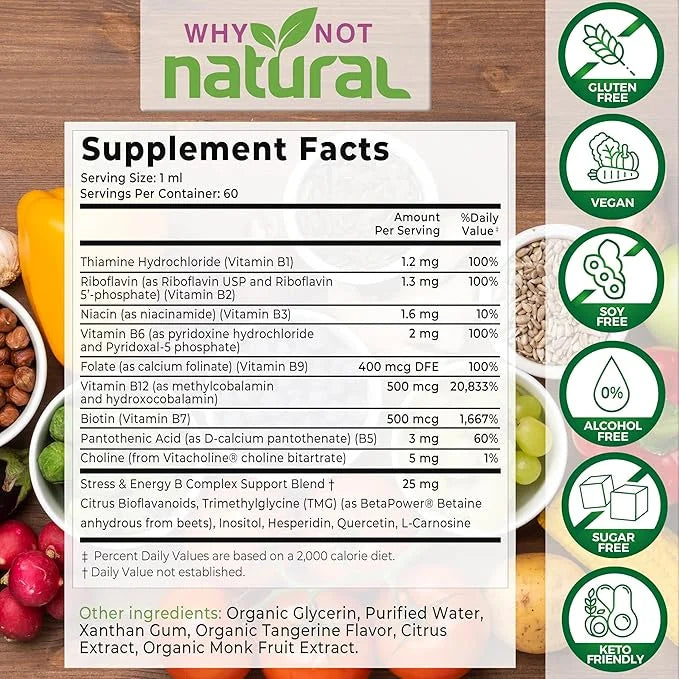 Why Not Natural Vitamin B Complex B1 B2 B2 B3 B3 B5 B5 B6 B6 Biotin