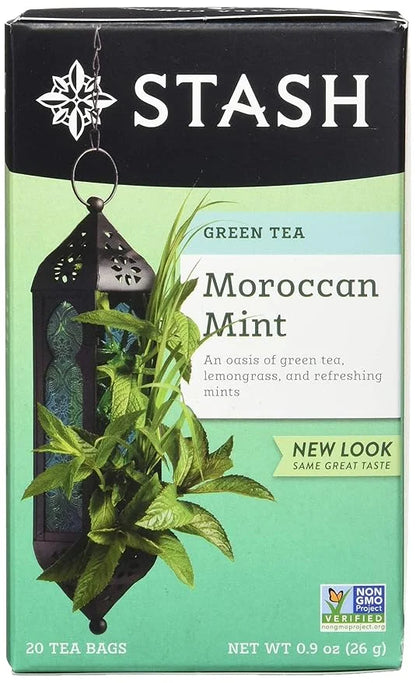 Stash Tea Moroccan Mint Green Tea - Caffeinated, Non-GMO Project Verified Premium Tea with No Artificial Ingredients, 20 C...