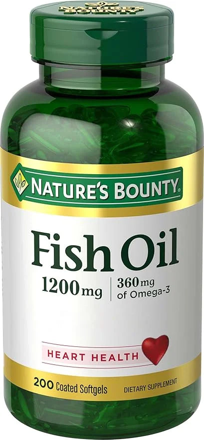 Nature's Bounty Fish Oil, Supports Heart 1200 Mg, 360mg Omega-3, Omega-3, 200 200 Odorless
