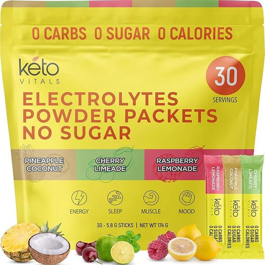 Keto Vitals Tropical Keto Electrolyte Powder No Sugar - Keto Electrolytes Powder Packets with Potassium, Magnesium, Sodium...